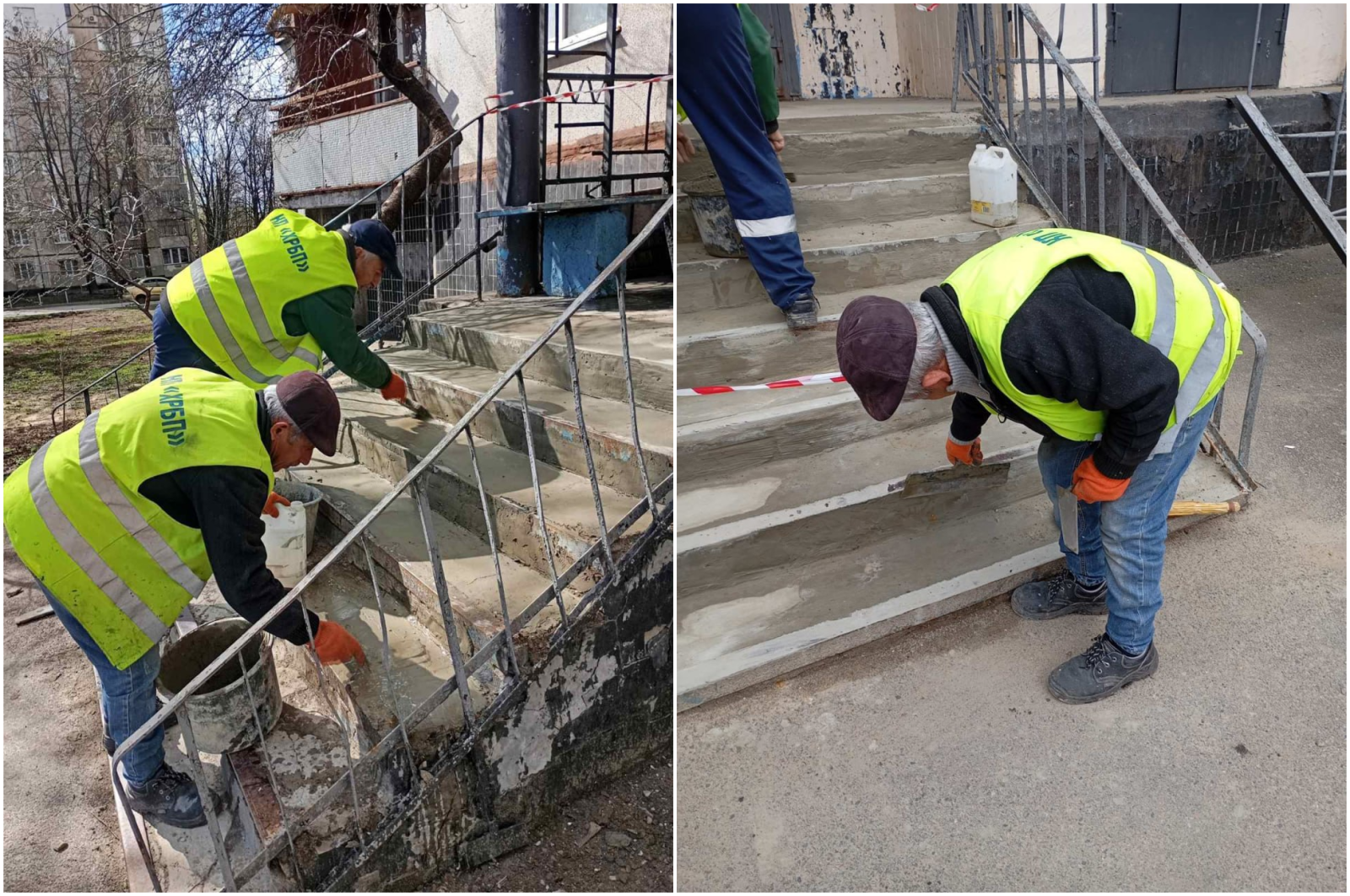 Комунальники Харкова відновлюють бетонні конструкції під’їздів (фото)